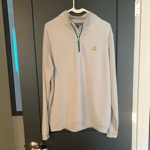 Light Gray Peter Millar Masters Quarter-Zip Pullover with Green Accent Size L